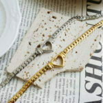 Gold-plattierte wasserdichte Edelstahlschmuck Set Luxus Liebe Herzform Kette Halskette Armband Set für Frauen – Bild 4