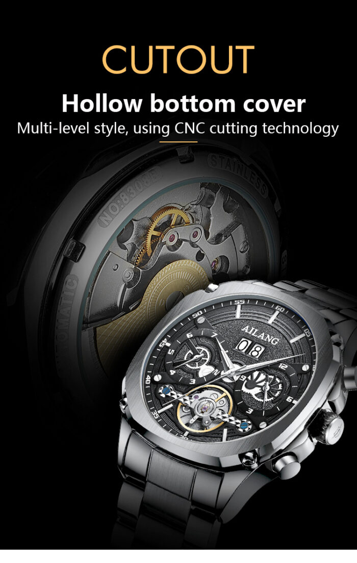 Herrenuhr Automatikuhr Edelstahl Herren automatische mechanische Uhr – Bild 5