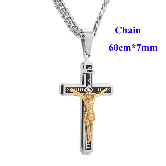 Edelstahl Anhänger Kreuz Christus Jesus Christus Kruzifix Halskette Schmuck Schmuck – Bild 4