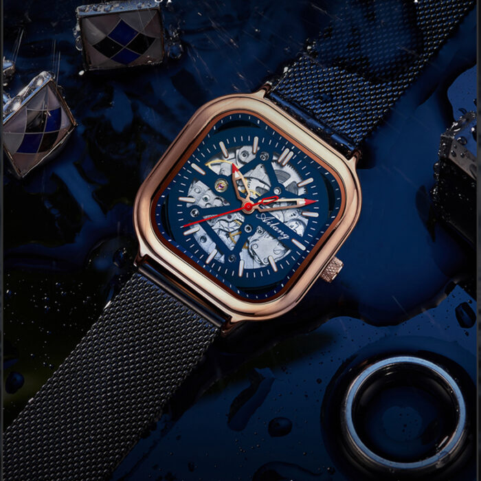 Armbanduhr Herrenuhr Automatische Mechanische Uhr Lederarmband – Bild 4