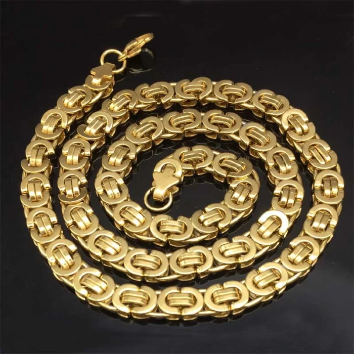 Byzantinische Kette Gold Edelstahl für Halskette 60 cm 8,5 mm – Bild 1