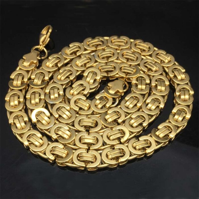 Byzantinische Kette Gold Edelstahl für Halskette 60 cm 8,5 mm – Bild 6