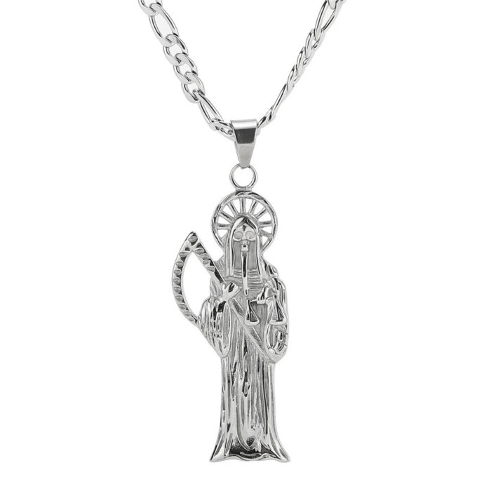 Skelettketten Halskette Anhänger Schmuck Edelstahl Santa Muerte Charme – Bild 1