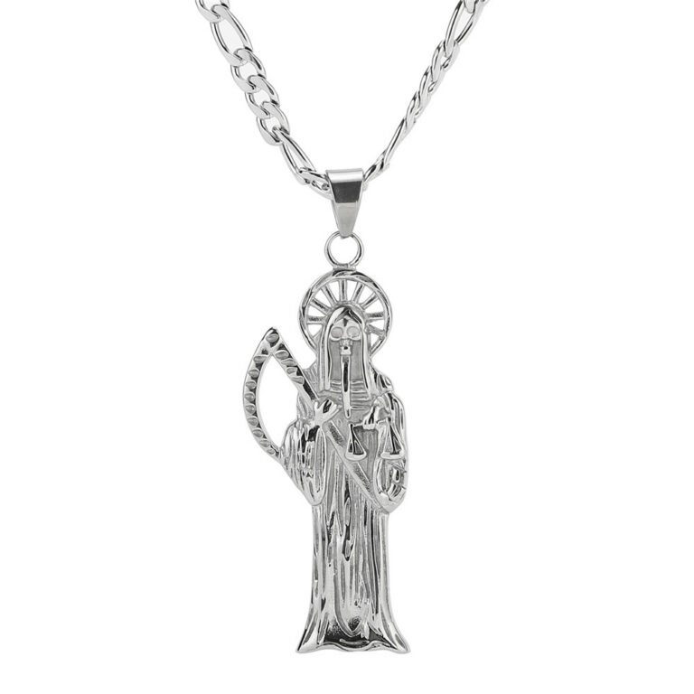 Skelettketten Halskette Anhänger Schmuck Edelstahl Santa Muerte Charme – Bild 1