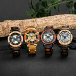 Herren Holzuhr mit Edelstahl Automatische Mechanische Skelett Armbanduhr 45 mm – Bild 5