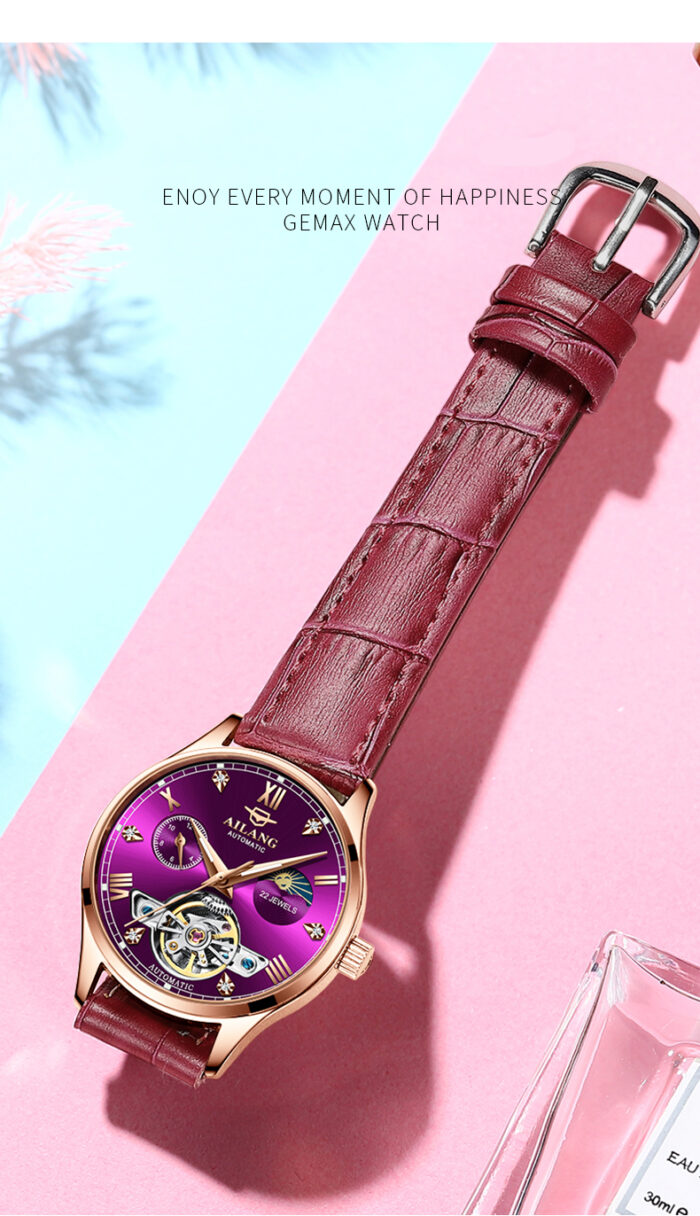 Ladies Mechanical Watch einfache luxuriöse automatische leuchtende wasserdichte Uhr – Bild 5