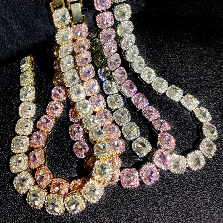 Men Women Bling 13mm Square Cuban Link Chain Necklace Iced Pave Crystal Tennis Chain Choker Necklaces Fashion Jewelry – Bild 5