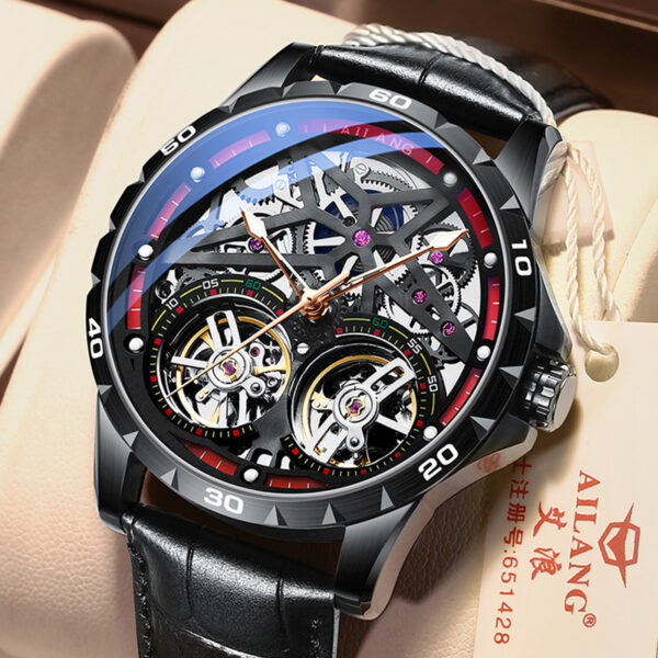 Original Herren Uhr Double Watch Automatic Hollow-out Machine Watch Men Luminous Water of Water of Washerd.