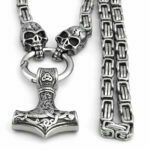 Schädel Halskette Schädel Mode Thors Hammer Edelstahl Anhänger Halskette Accessoires Schmuck Schmuck – Bild 6