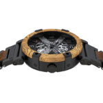 Herren Holzuhr mit Edelstahl Automatische Mechanische Skelett Armbanduhr 45 mm – Bild 3