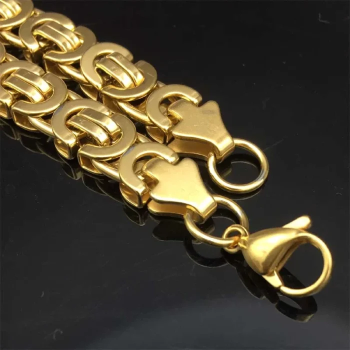 Byzantinische Kette Gold Edelstahl für Halskette 60 cm 8,5 mm – Bild 2