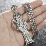 Skelettketten Halskette Anhänger Schmuck Edelstahl Santa Muerte Charme – Bild 3
