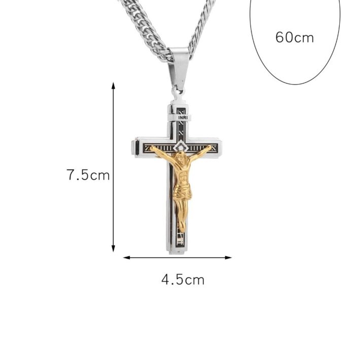 Edelstahl Anhänger Kreuz Christus Jesus Christus Kruzifix Halskette Schmuck Schmuck – Bild 5