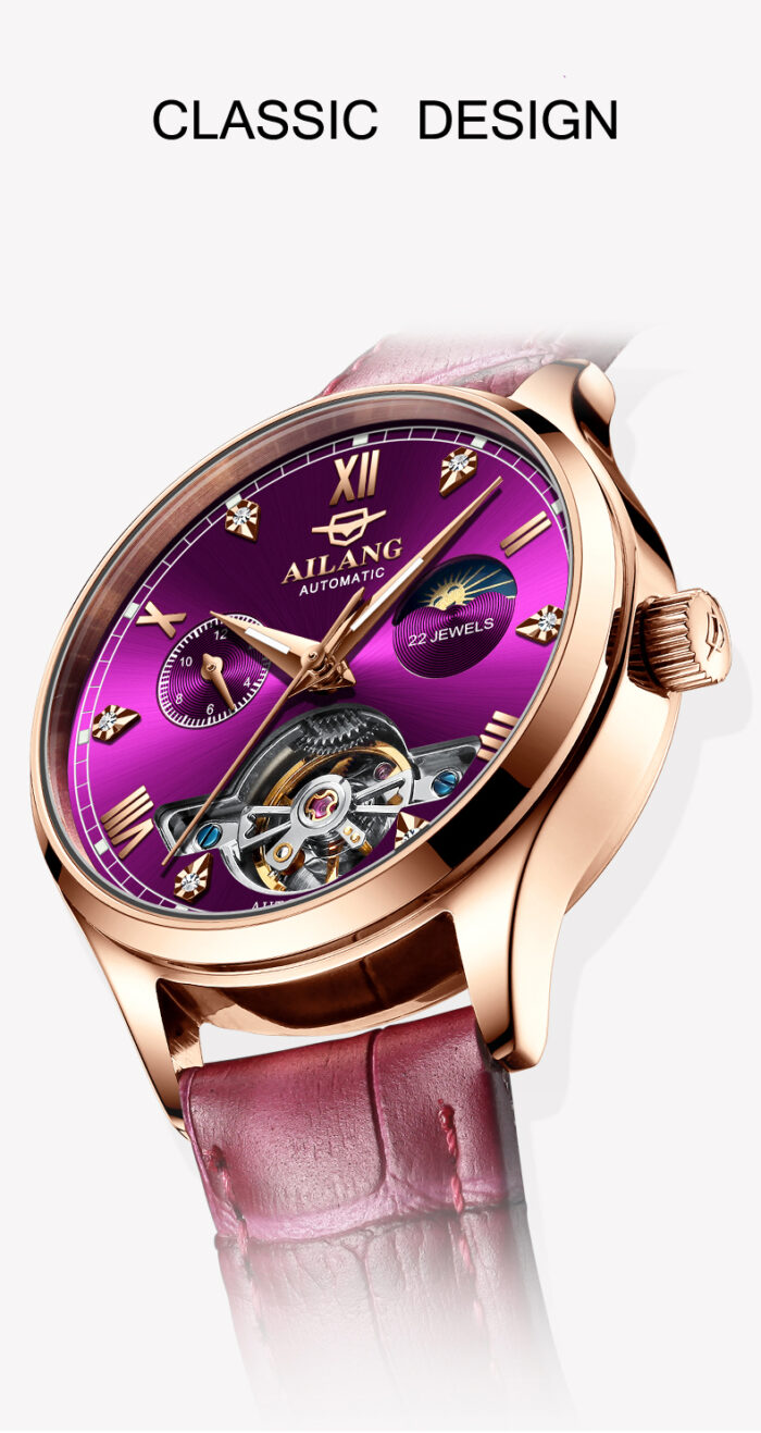 Ladies Mechanical Watch einfache luxuriöse automatische leuchtende wasserdichte Uhr – Bild 6