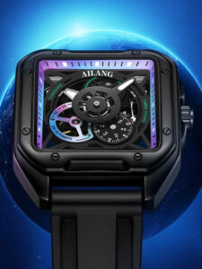 Herren Skelett automatisch mechanische Herren Uhrenmodische modische wasserdichte Uhr Square große Zifferblattuhr – Bild 3