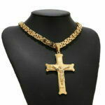 Edelstahl trendy Kruzifix Jesus 47*74 mm Kreuz Halskette Anhänger Halsketten 24 '' Für Männer Geschenke Schmuckfürme – Bild 2