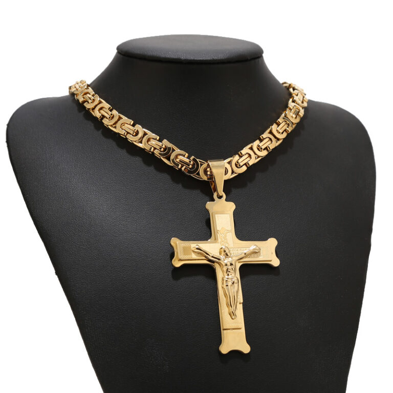 Edelstahl trendy Kruzifix Jesus 47*74 mm Kreuz Halskette Anhänger Halsketten 24 '' Für Männer Geschenke Schmuckfürme – Bild 2