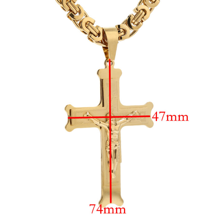 Edelstahl trendy Kruzifix Jesus 47*74 mm Kreuz Halskette Anhänger Halsketten 24 '' Für Männer Geschenke Schmuckfürme – Bild 4