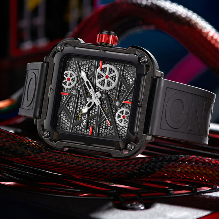 Luxus Männer Uhr Fashion Hollow Full Automatic Uhren Männer Silikonband wasserdichte Armbanduhruhr – Bild 4