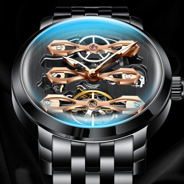 Watch hollow flywheel fashion style automatic men's watch waterproof stainless steel clock gear