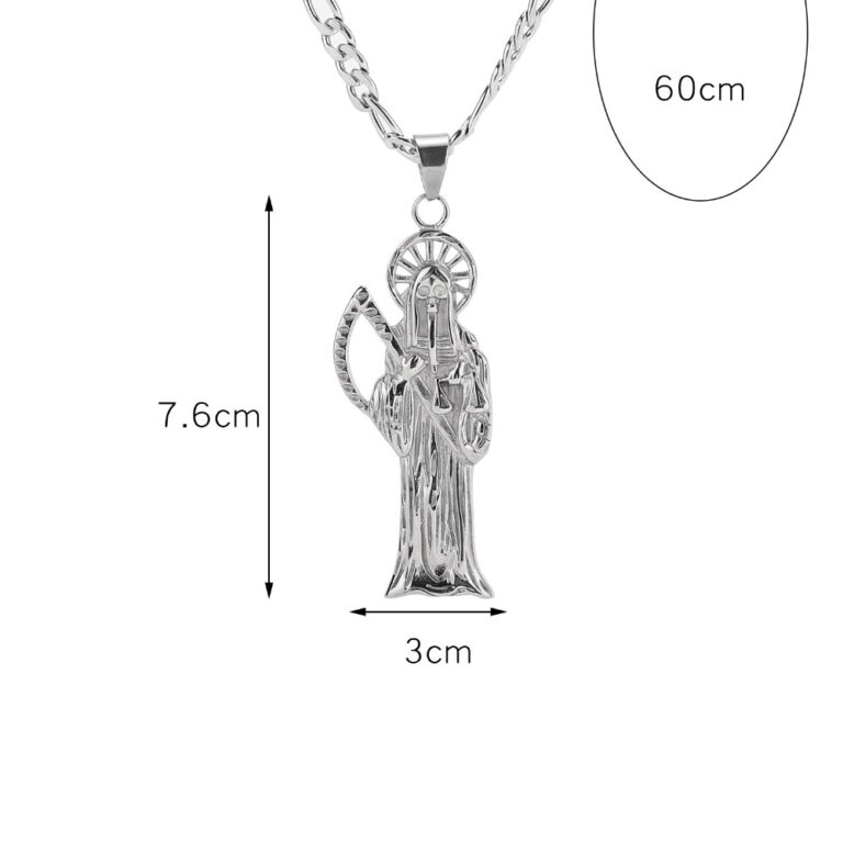 Skelettketten Halskette Anhänger Schmuck Edelstahl Santa Muerte Charme – Bild 6