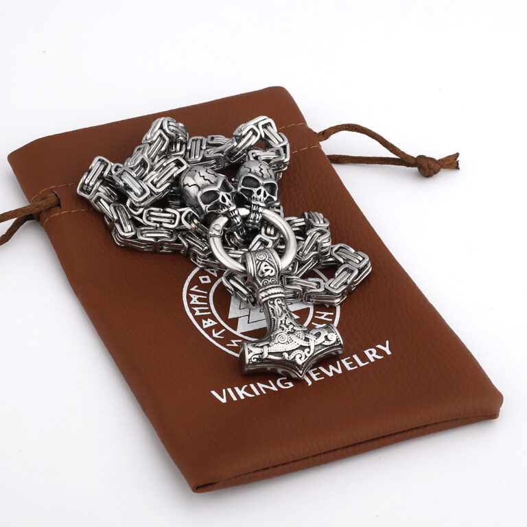 Schädel Halskette Schädel Mode Thors Hammer Edelstahl Anhänger Halskette Accessoires Schmuck Schmuck – Bild 4