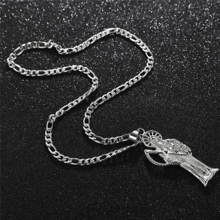 Skelettketten Halskette Anhänger Schmuck Edelstahl Santa Muerte Charme – Bild 4