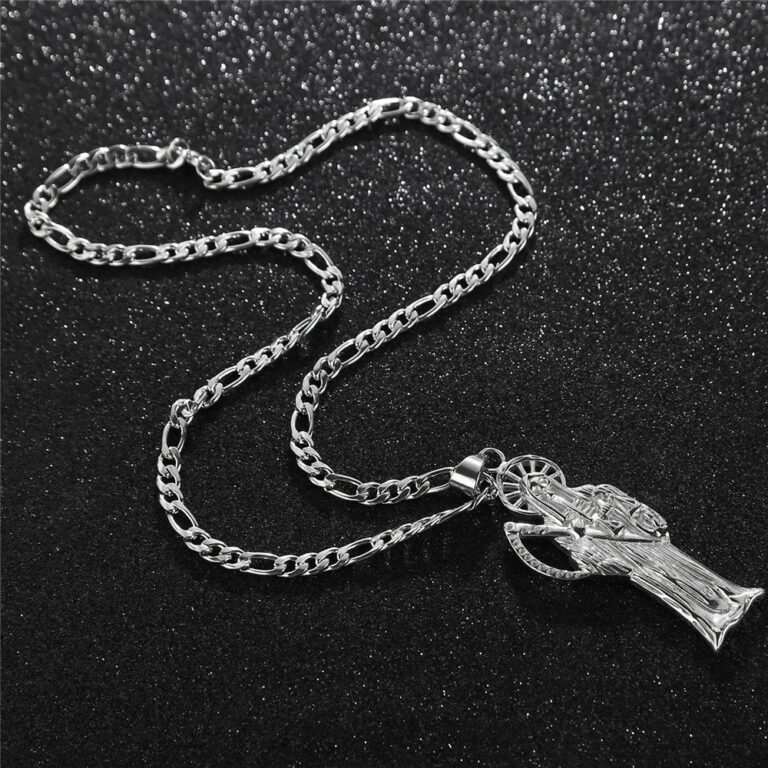 Skelettketten Halskette Anhänger Schmuck Edelstahl Santa Muerte Charme – Bild 4