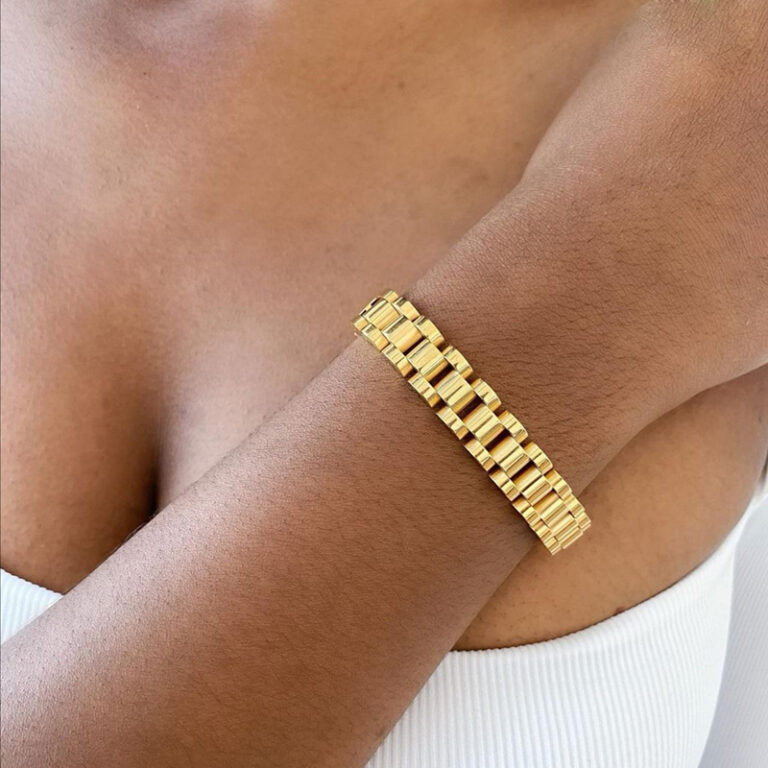 Edelstahl vergoldete abtrennbare Armbänder Armbänder Armbänder für Frauen HipHop Gold Wrap Armbänder – Bild 2