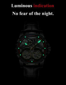 Original Herren Uhr Double Watch Automatic Hollow-out Machine Watch Men Luminous Water of Water of Washerd. – Bild 3