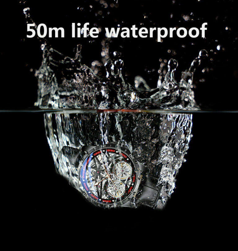 Original Herren Uhr Double Watch Automatic Hollow-out Machine Watch Men Luminous Water of Water of Washerd. – Bild 4