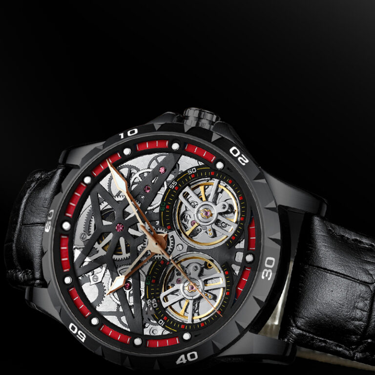 Original Herren Uhr Double Watch Automatic Hollow-out Machine Watch Men Luminous Water of Water of Washerd. – Bild 5