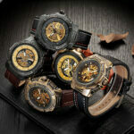 Automatische Herrenuhr Mechanische Skelett Uhr Armbanduhr Leder Band Armee Stil – Bild 5