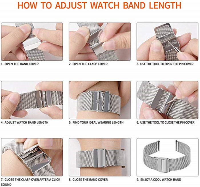 Strap For Apple Watch Series 6 7 Band SE 5 4 Milanese Stainless Steel Bracelet – Bild 5