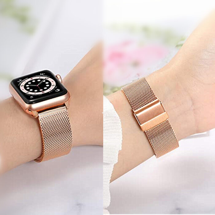 Strap For Apple Watch Series 6 7 Band SE 5 4 Milanese Stainless Steel Bracelet – Bild 2