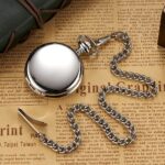 Mechanische Taschenuhr Herren Vollstahlgehäuse Taschenuhr Analog Silber Weißes Zifferblatt Vintage Male Clock – Bild 3