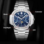 Mechanische Automatik Armbanduhr mit Kristallen besetzt und Mondphasenanzeige – Bild 4