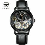 Männer Uhr automatisch mechanisch qualitativ Roman Doppelpendel Leder Herrenuhr – Bild 6