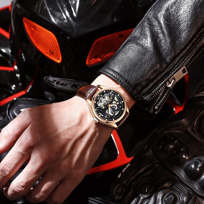 AULANG 2021 Sports Automatic Watch Men's Skeleton Mechanical Watch Waterproof Openwork Sapphire Crystal Wrist Watches for Men – Bild 2