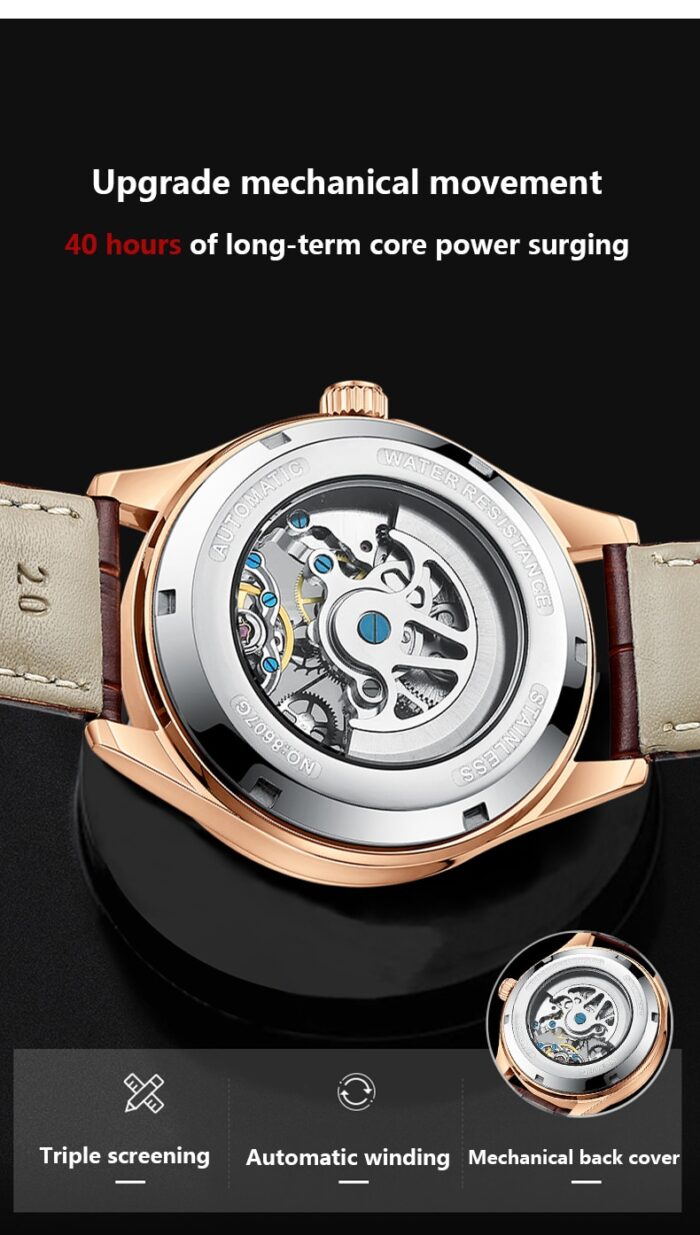 AULANG 2021 Sports Automatic Watch Men's Skeleton Mechanical Watch Waterproof Openwork Sapphire Crystal Wrist Watches for Men – Bild 5