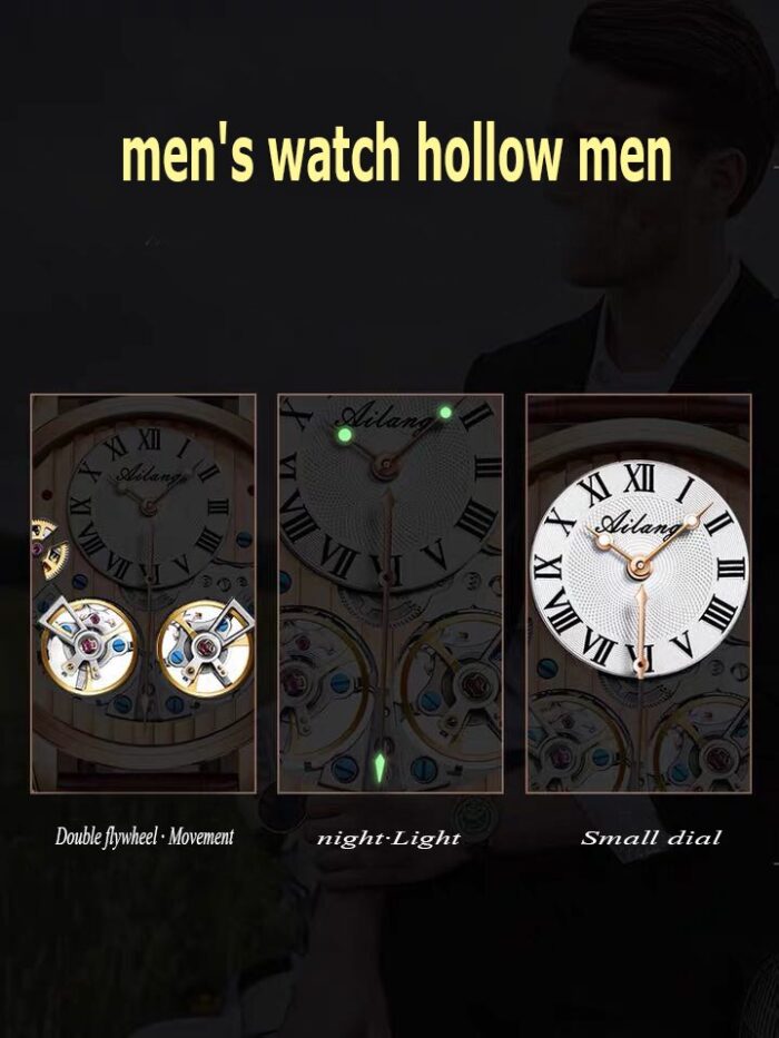 Ailang new authentic watch black technology famous mechanical watch automatic waterproof men's watch hollow men – Bild 4