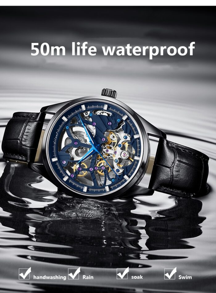 AULANG 2021 Sports Automatic Watch Men's Skeleton Mechanical Watch Waterproof Openwork Sapphire Crystal Wrist Watches for Men – Bild 3
