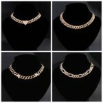 ICED Miami Curb Cuban Chain Halskette für Frauen Gold Farbe Bling asphaltierte Strass Cuban Link Choker Halskette Punkschmuck – Bild 6