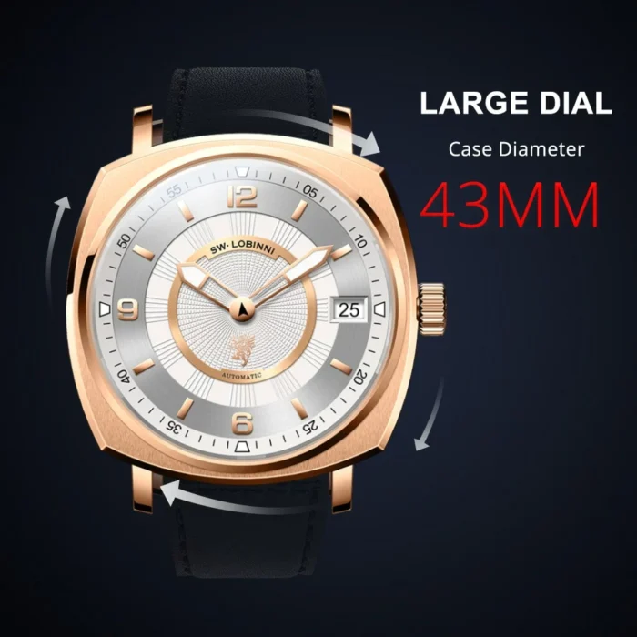 Lobinni Square watch Mechanical Limited Edition Seagull Men's Automatic – Bild 3