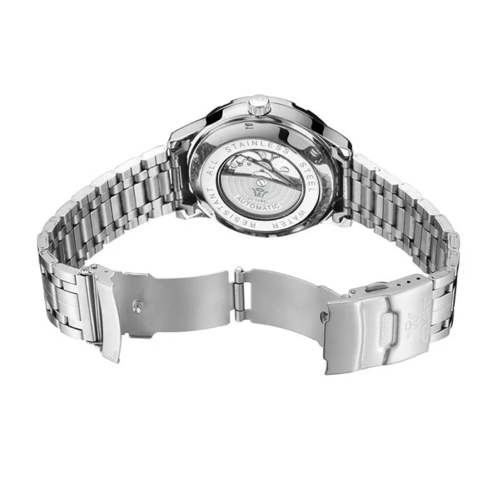 Mechanische Uhr Herren Automatik Schwarz Mode Skelett Stahl Uhren für Herren Klassische Uhren – Bild 6