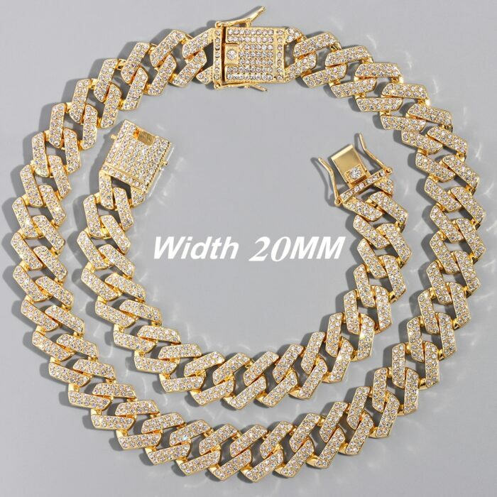 14 mm 20 mm gepflasterte Strasssteine Kubankettenkette Armband Frauen Frauen Bling Iced Cuban Armband Hip Hop Rapper Juwely – Bild 6