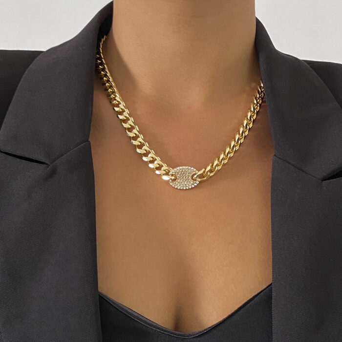 Eced Strassestones Tenniskette Anhänger Halskette Hip Hop Curb Cuban Cz Bling Chunky Jewelry Steampunk Männer neu – Bild 3