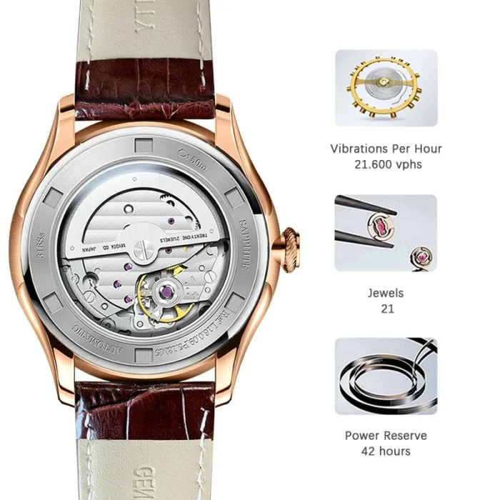 LOBINNI Luxury Men Dress Watch Clous de Paris Dial Miyota 8215 Automatic Mechanical Watches Sapphire Simple Men's Wrist – Bild 5