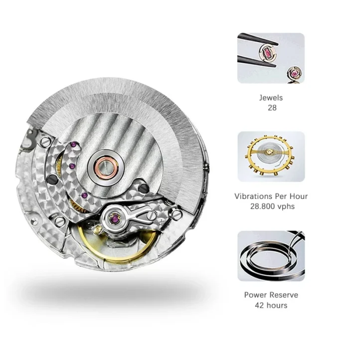 LOBINNI Luxury Men Dress Watch Seagull ST2130 Sunray Dial Classic Business Automatic Mechanical Sapphire – Bild 4