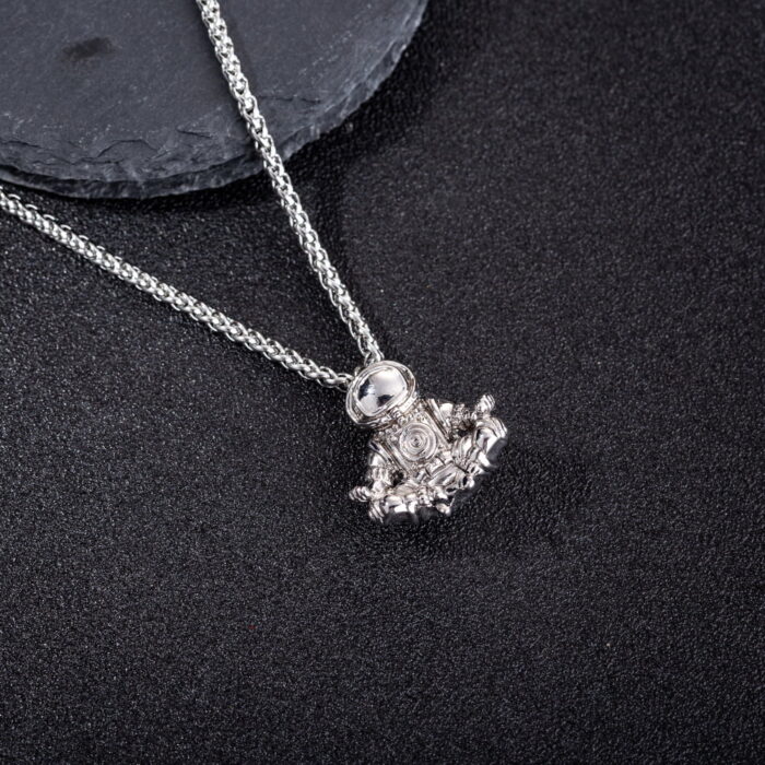 Astronaut Anhänger + Halskette - Raumfahrer Galaxy Universum Meditation Schmuckstück Edelstahl Kette – Bild 2